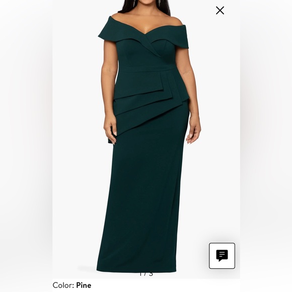 NWT. Xscape Off the Shoulder Scuba Crepe Column Gown. Size 16W - Picture 3 of 16